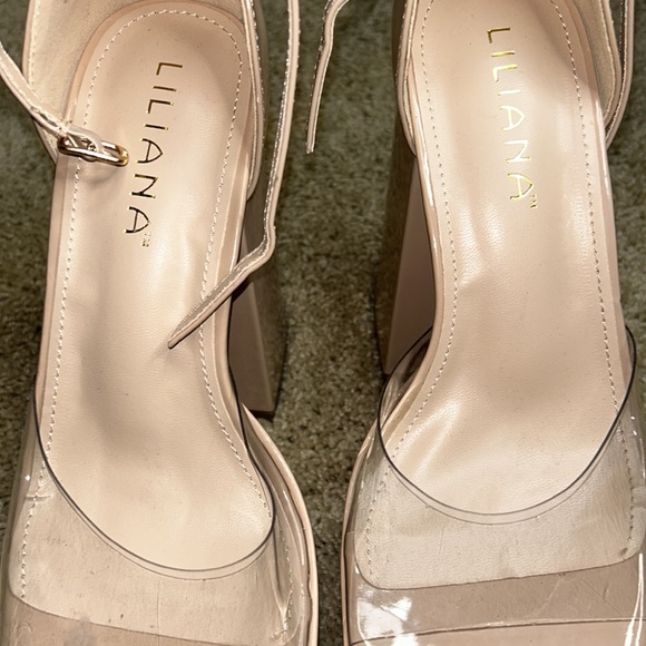 Clear Nude Platform Block Heels - Picture 10 of 10
